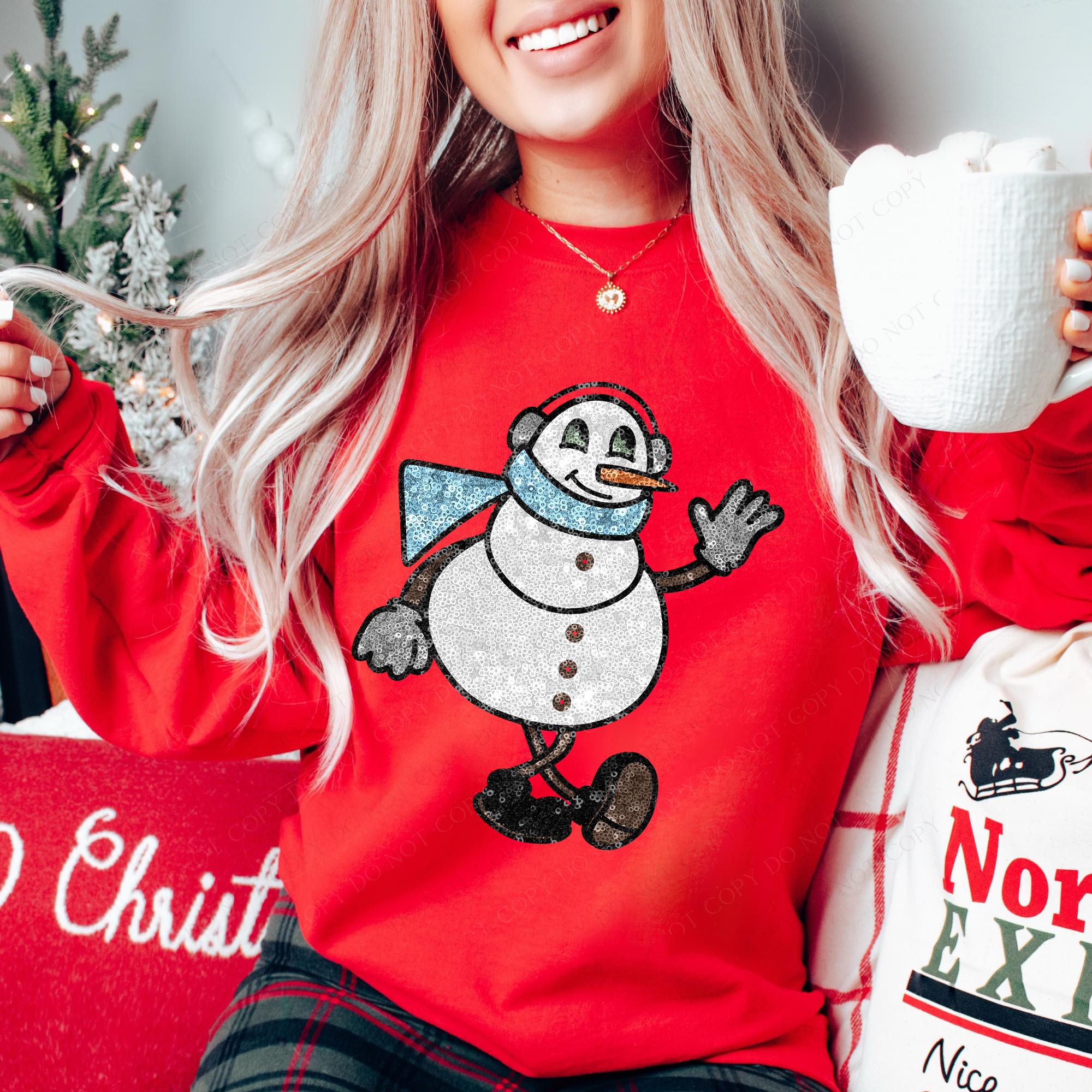 Sparkly Fun Snowman - Faux Sequin  Sweatshirt
