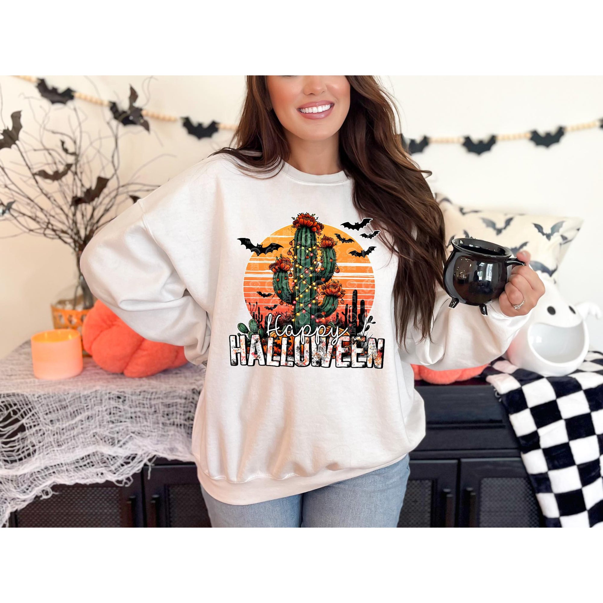 Halloween Cactus   Sweatshirt